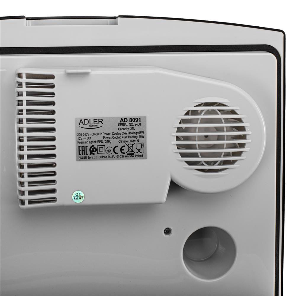 Adler AD 8091 Tragbare Kühlbox 25L elektrisch Auto Camping Picknick schwarz grau