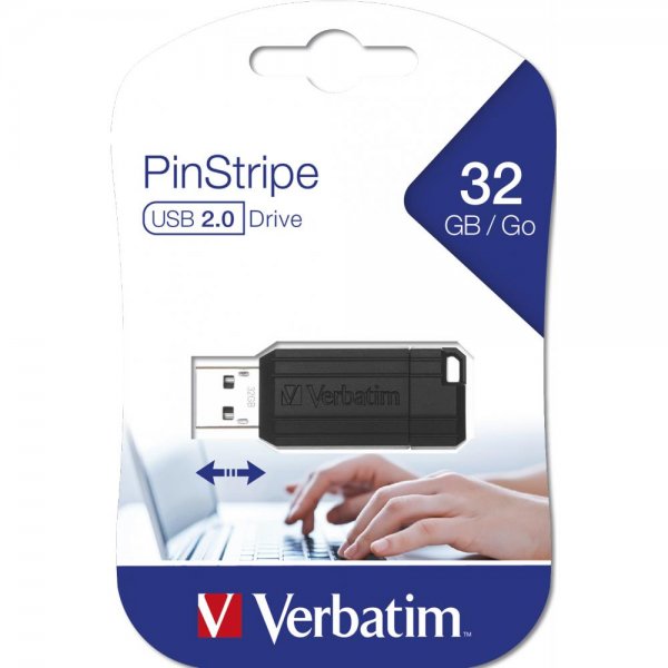 Verbatim PinStripe USB-Stick 32 GB Schwarz Schiebemechanismus USB 2.0