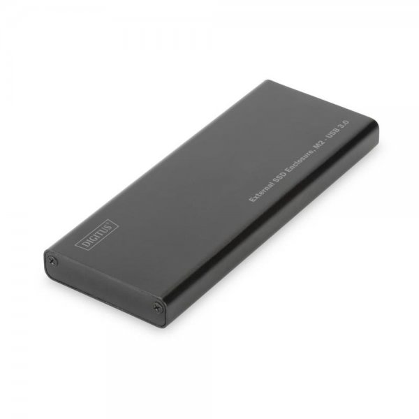 DIGITUS Externes SSD-Gehäuse USB 3.0 M2 Alu M.2 SATA B-Key Chipsatz ASM1153E schwarz Festplatte