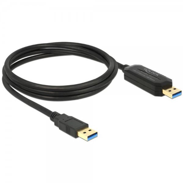 Delock SuperSpeed USB 5 Gbps Data Link Kabel + KM Switch Typ-A zu Typ-A 1,5 m schwarz
