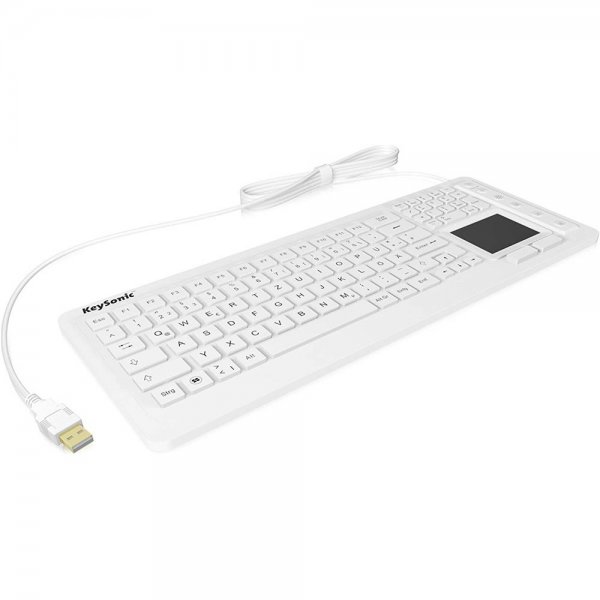 Keysonic KSK-6231INEL DE-Layout Silikontastatur Weiß Touchpad Beleuchtung QWERTZ