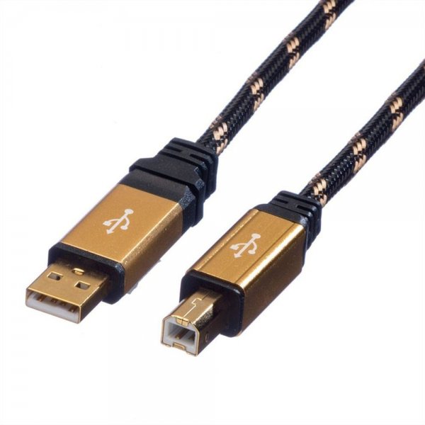 Roline 11.02.8805 USB 2.0 Highspeed Kabel 480Mbit/s 4,5m geschirmt schwarz gold