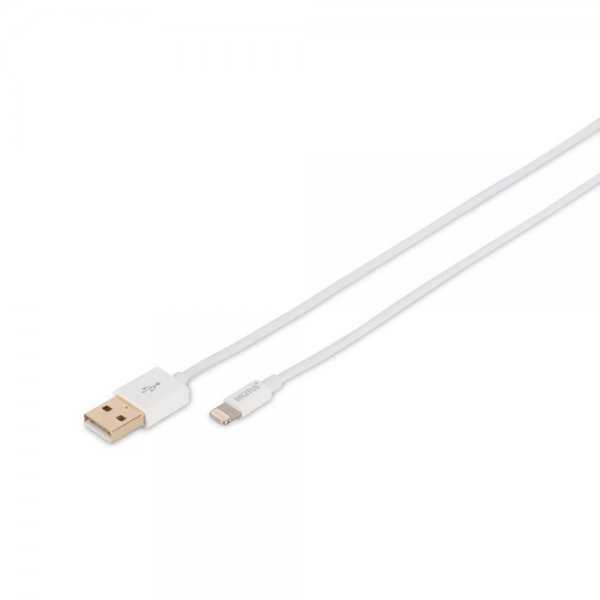 DIGITUS iPhone® Lightning-USB Datenkabel Ladekabel 8pin an USB A 1m Weiß Lightningkabel Kabel