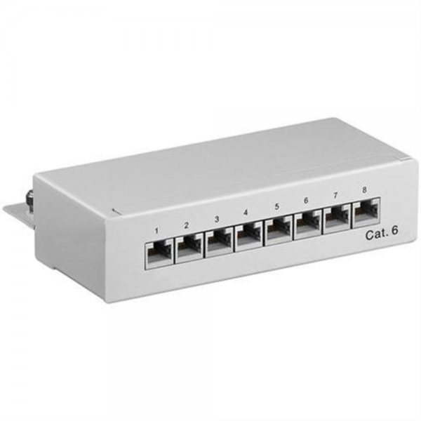 Goobay CAT 6 Ethernet Patch Panel 8-Port RJ-45 STP geschirmt grau/beige # 93047
