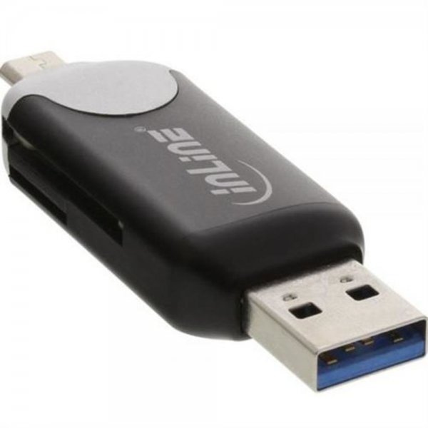 INTOS INLINE USB 3.0 Dual Cardreader USB A und Micro-US