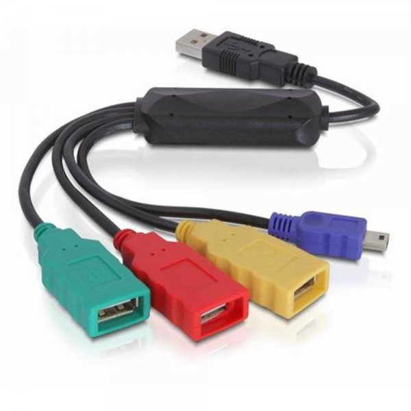 DeLock USB 2.0 4 Port Hub 5 Pin Stecker flexibel 61724