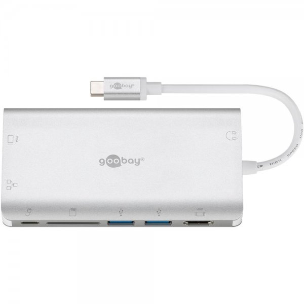Goobay 49850 USB-C Premium Multiport-Adapter HDMI USB 3.0 RJ45 VGA SD Karten