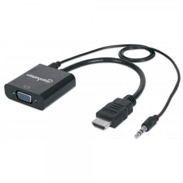 MANHATTAN HDMI-Stecker auf VGA-Buchse Konverter mit Audio-Stecker schwarz