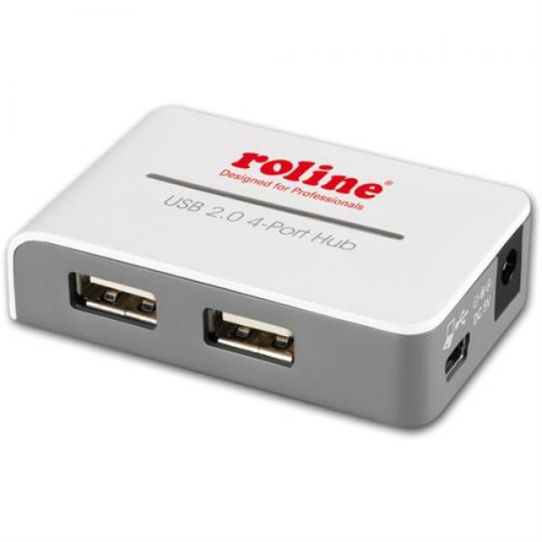 ROLINE USB 2.0 HUB B&W 4 Port mit Netzteil