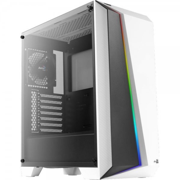 Aerocool Cylon Pro Midi-Tower Gaming PC-Gehäuse weiß Glas Seitenfenster RGB-LED Frontbeleuchtung