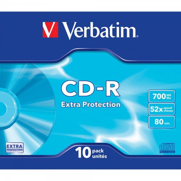 10x Verbatim CD-R Rohlinge 700 MB 52x Schreiben Slim Case