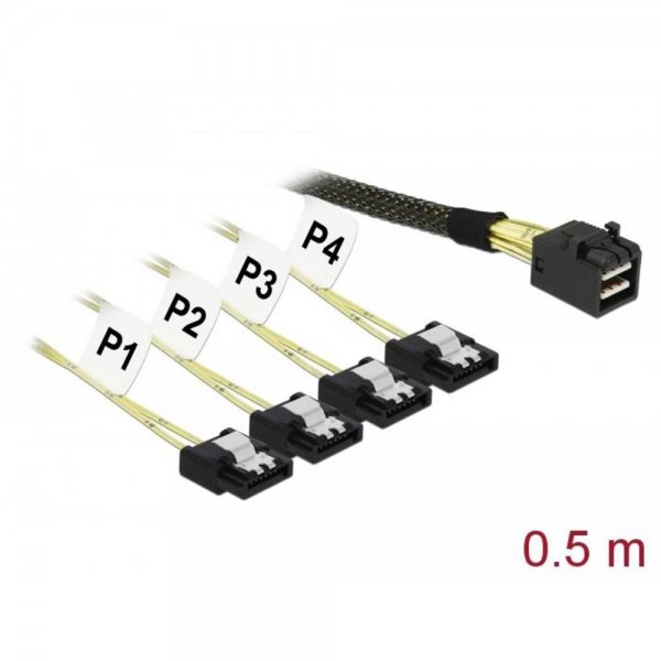 Delock Kabel Mini SAS HD SFF-8643 > 4 x SATA 7 Pin 0,5 m