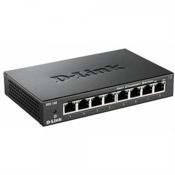 D-Link DES-108 8-Port Layer2 Fast Ethernet Netzwerk Switch 10/100Mbps LAN RJ-45