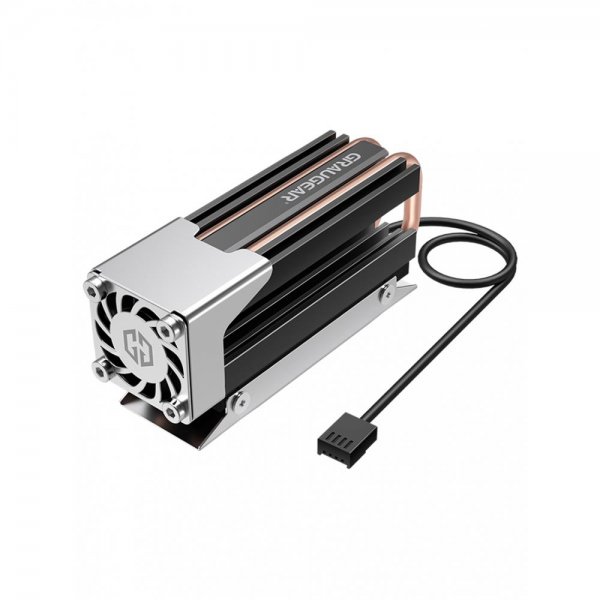 GRAUGEAR 2 x Heatpipe Kühler für M.2 NVMe 2280 SSD mit PWM Lüfter regelbar Aluminium Kühlkörper Kupfer Festplatte geräuscharm