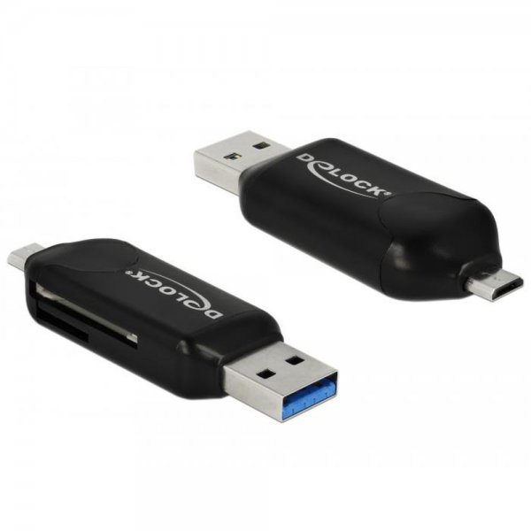 Delock Micro USB OTG Kartenleser + USB 3.0 A Stecker Speicherkartenleser Adapter