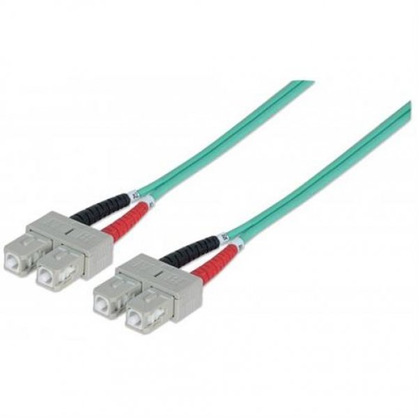 Intellinet Glasfaser LWL-Anschlusskabel, Duplex, Multi, Aqua, 5m, OM3, SC/SC