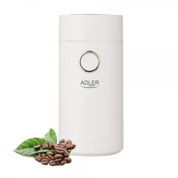 Adler AD 4446ws Elektrische Kaffeemühle Weiß-Silber aus Edelstahl 150 W Gewürzmühle Chillimühle