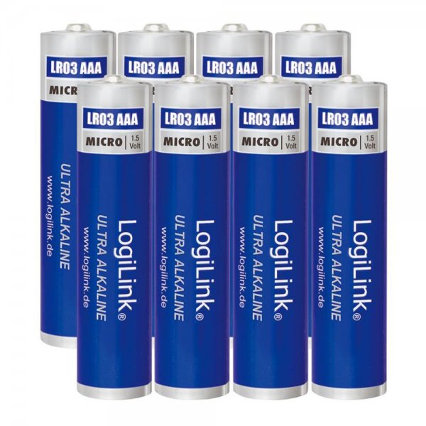 LogiLink Ultra Power AAA Alkaline Batterie LR03 Micro 1.5V, 8er Pack