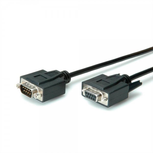 VALUE RS232-Kabel 9pol Stecker an Buchse schwarz 1 m