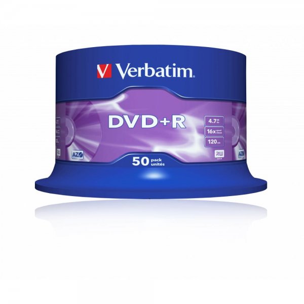 50x Verbatim DVD+R Rohlinge 4,7GB 16x Schreibgeschwindigkeit Spindel Cakebox beschreibbar