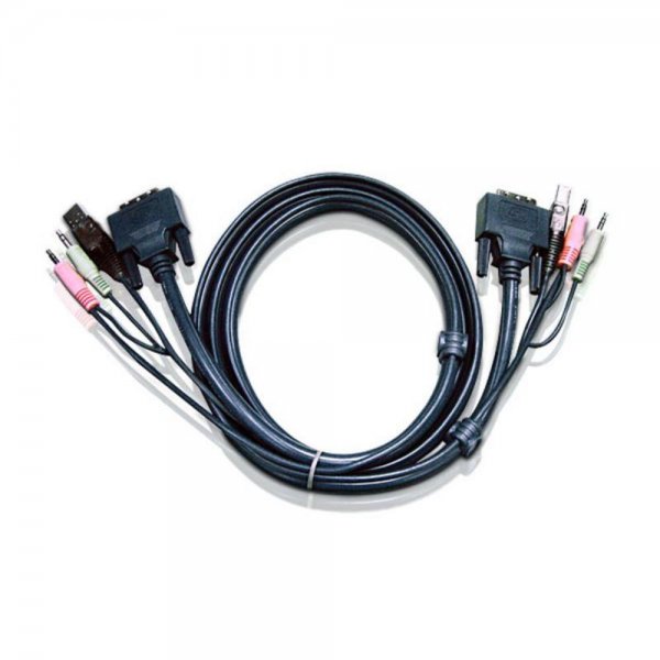 ATEN 2L-7D02U USB DVI-D Single-Link KVM Anschlusskabel-Set schwarz 1,8 m