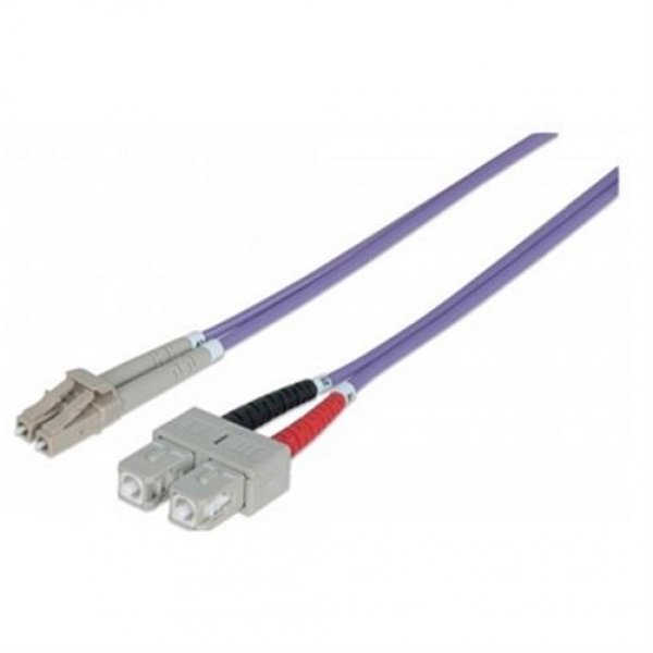 Intellinet Glasfaser LWL-Anschlusskabel, Duplex, Multi, Violett, 5m, OM4, LC/SC
