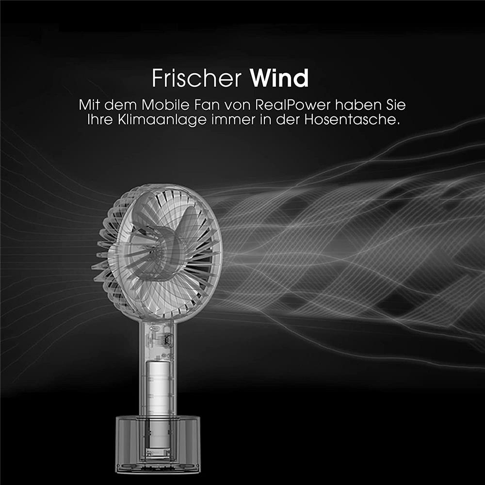 RealPower Mobile Fan Micro-USB Mini Ventilator 3 Stufen Lüfter Abkühlung Wind
