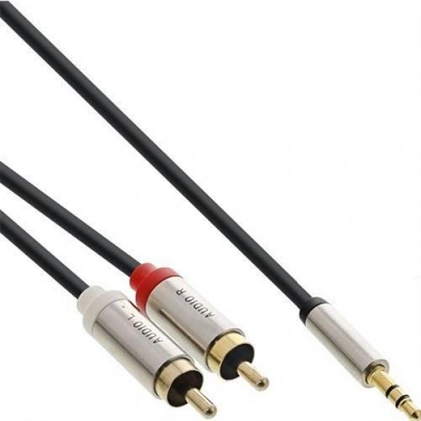 InLine® Slim Audio Kabel Klinke 3,5mm an 2x Cinch, 3m