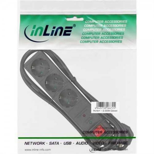 InLine InLine® Steckdosenleiste, schwarz, 3-fach mit Üb # 16431P