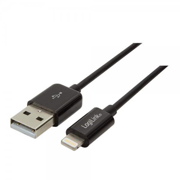 LogiLink UA0240 Lightning-Kabel, 8-Pin/M zu USB A/M, MFI, schwarz, 0,18 m