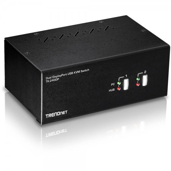 TrendNet 2-Port Dual Monitor DisplayPort KVM Switch mit Audio 4K UHD 2 Port USB Hub