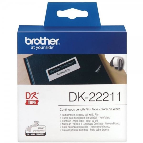 Brother DK-22211 Endlosetiketten Film 15,24 m x 29 mm schwarz auf weiß
