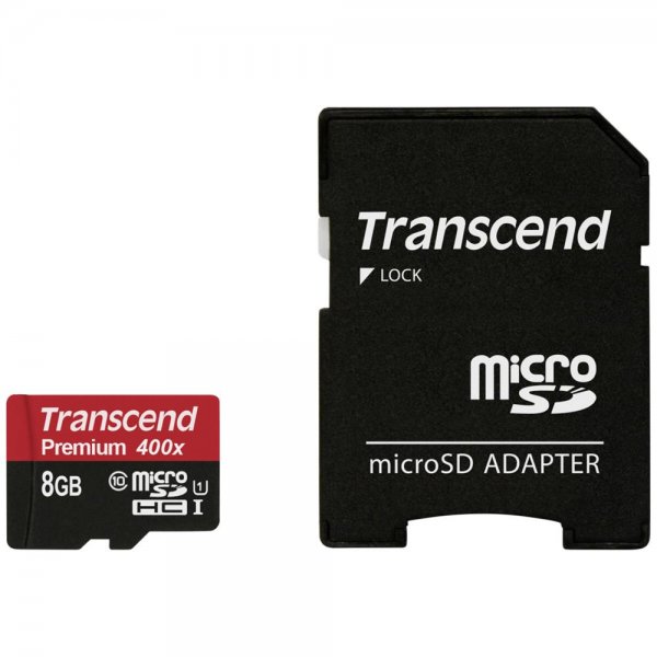 Transcend microSDHC 8GB Class 10 UHS-I 400x + SD Adapter