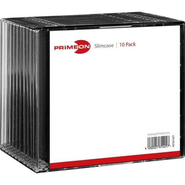 PRIMEON Slimcase Box für je 1 Disc (10-Pack) Schutz Tray für DVD CD oder BluRay