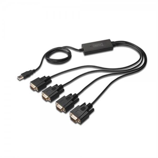 DIGITUS USB zu Seriell Adapter 4x RS232 Kabel USB2.0 Chipsatz FT4232H 1.5m serielle Geräte Konverter