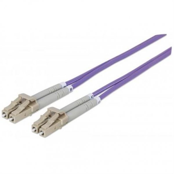 Intellinet Glasfaser LWL-Anschlusskabel, Duplex, Multi, Violett, 1m, OM4, LC/LC