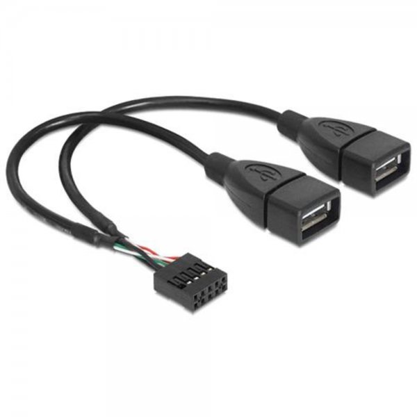 Delock Kabel USB 2.0 Typ-A 2 x Buchse auf Pin Header # 83292