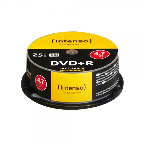 Intenso DVD+R 4,7GB/120 min. 16x Speed Cakebox/Spindel mit 25 Discs Rohlinge