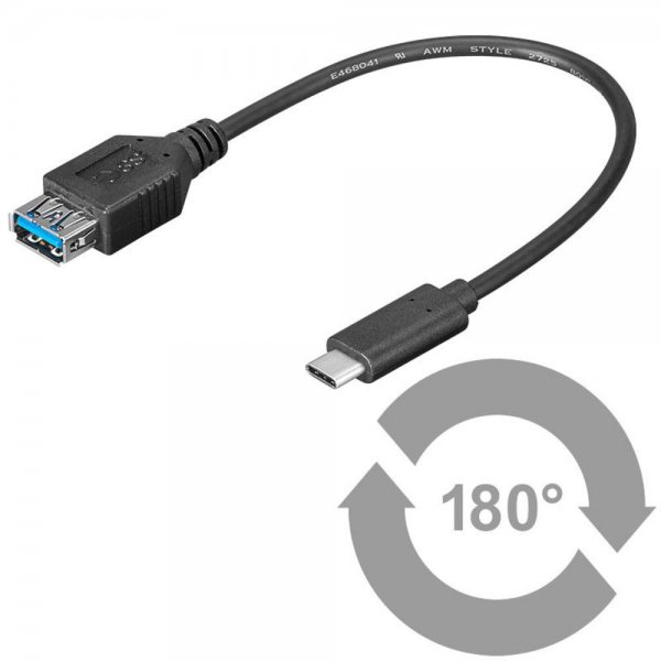 Goobay 67894 USB 3.1 SuperSpeed+ Adapterkabel C-St>A-Buchse 0,2m 1,5A schwarz
