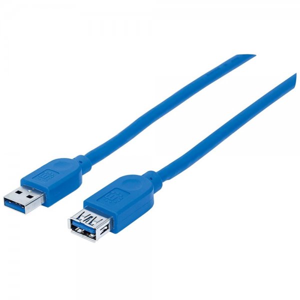 Manhattan USB 3.0 Verlängerungskabel Typ A Stecker > Buchse 5 Gbps 1 m blau