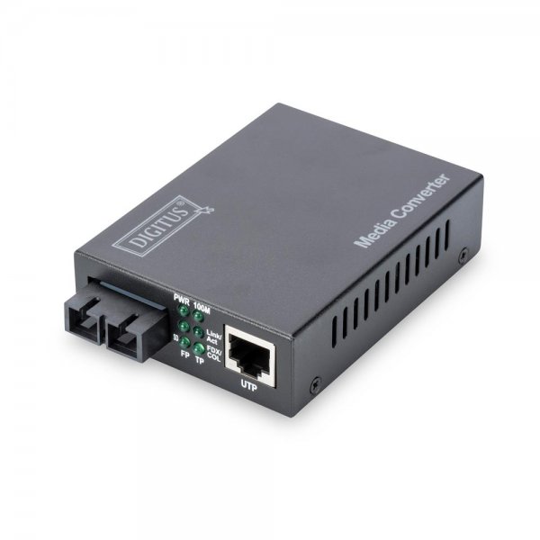 DIGITUS Fast Ethernet Medienkonverter RJ45 Multimode SC Stecker 1310nm 2km Konverter Glasfaser