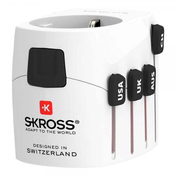 SKROSS Reisestecker "Pro" 7A Weiß für 2- und 3-polige Geräte aus Europa in über 120 Ländern