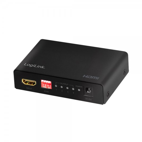 LogiLink HD0038 HDMI-Splitter, 1x4-Port, 4K/60 Hz, HDCP, EDID, HDR, CEC, Downscaler