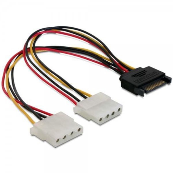 DeLock Adapter Power SATA 15pin ->2x 4p/Bu 20cm Kabel
