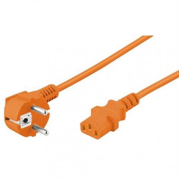 Goobay Netzkabel Anschlusskabel Typ-F abgewinkelt > C13 Kaltgeräte 5 m Orange