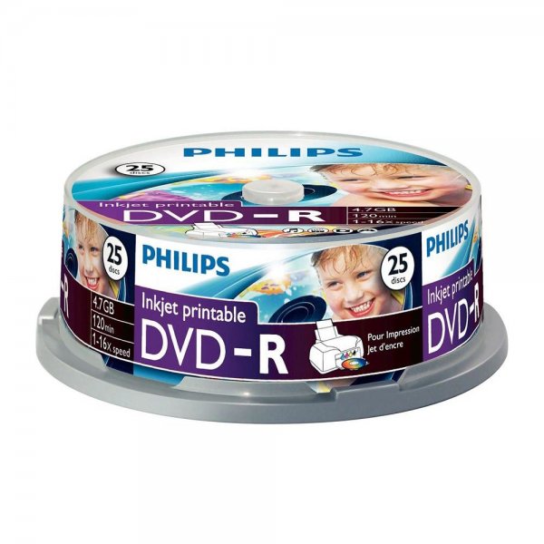 Philips 25 x DVD-R - 4.7 GB 16x - bedruckbare Oberfläch # 908210005813