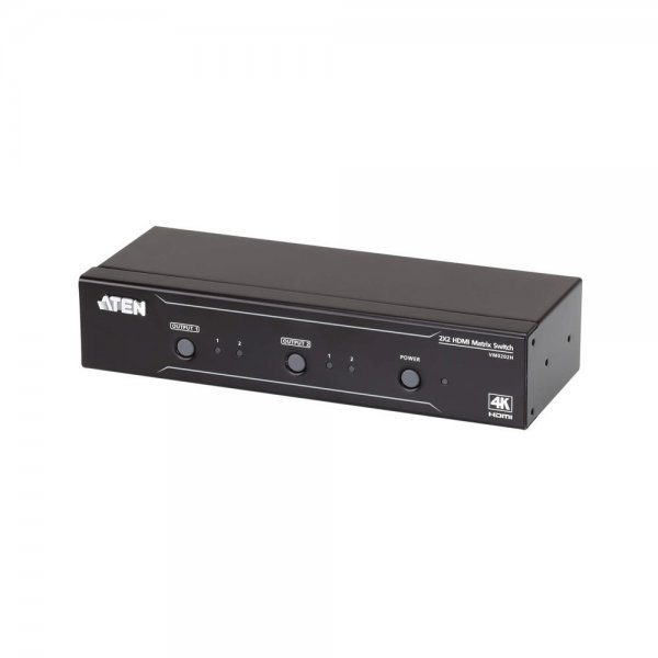 ATEN VM0202H 2x2 4K HDMI Audio/Video Matrix Switch Desktop Schwarz