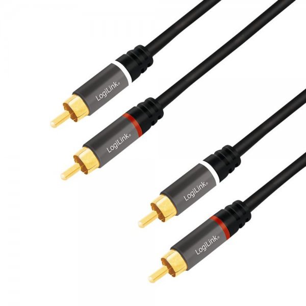 LogiLink Audio-Kabel 2x Cinch/male zu 2x Cinch/Stecker vergoldete Kontakte schwarz 7,5 m