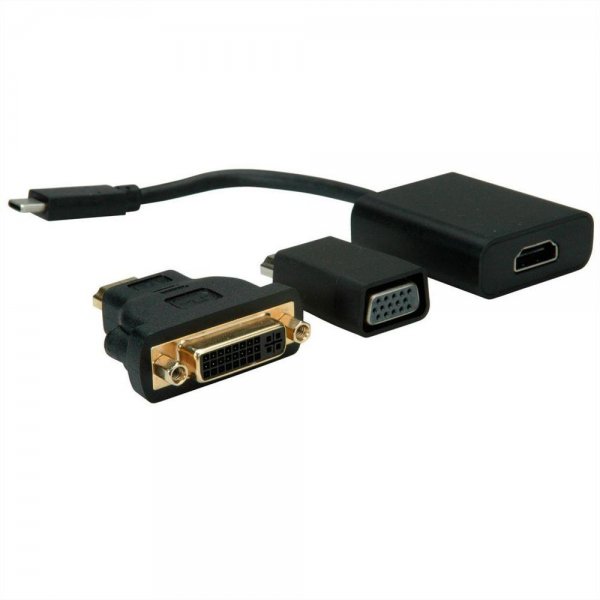 VALUE Display Adapter USB Typ C auf VGA + HDMI + DVI