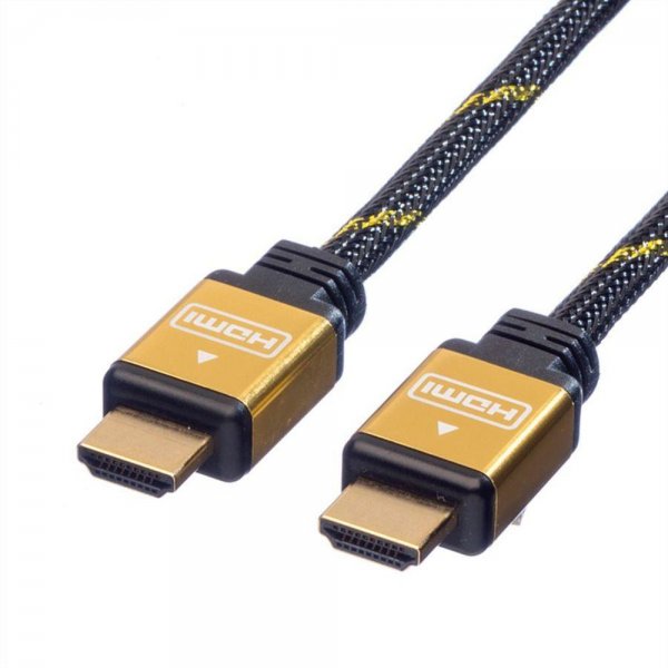 Roline 11.04.5501 HDMI High Speed Kabel mit Ethernet 3D HDTV 1m schwarz gold